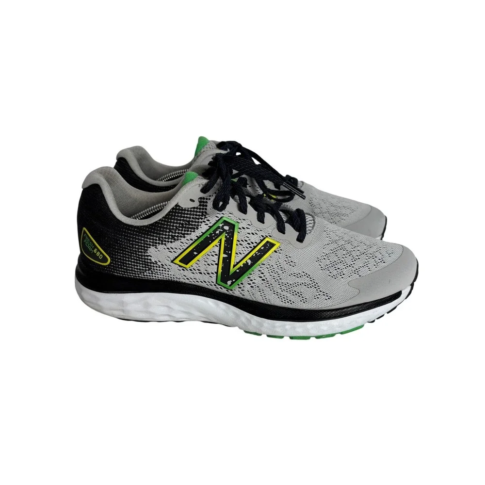 New Balance Fresh Foam 680v7 Grey Black Green Running Shoes M680NG7 Mens 8.5